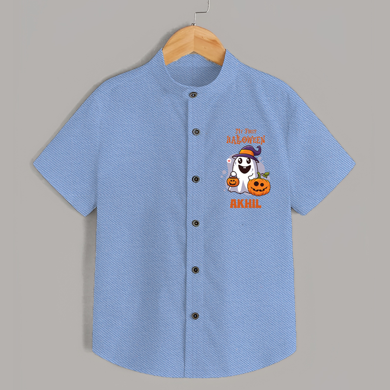 My First Halloween Shirt | Personalized Baby Festival Outfit - SKY BLUE - 0 - 6 Months Old (Chest 23")