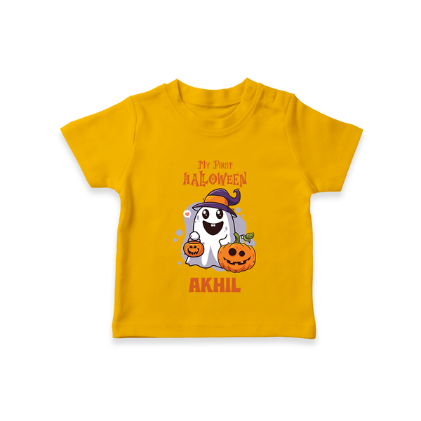 My First Halloween Tshirt | Personalized Baby Festival Outfit - CHROME YELLOW - 0-5 Months Old (Chest 17")