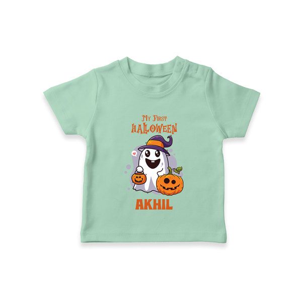 My First Halloween Tshirt | Personalized Baby Festival Outfit - MINT GREEN - 0-5 Months Old (Chest 17")