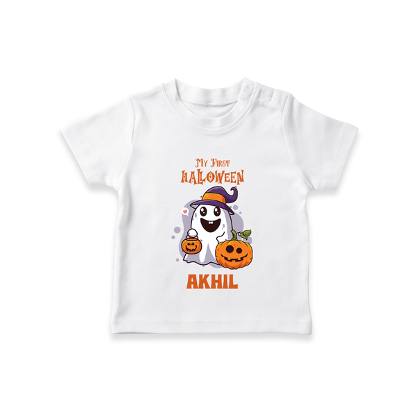 My First Halloween Tshirt | Personalized Baby Festival Outfit - WHITE - 0-5 Months Old (Chest 17")