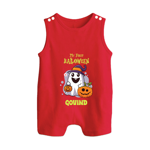 My First Halloween Ghost Print Baby Button Romper  - RED - New Born (Chest 18")