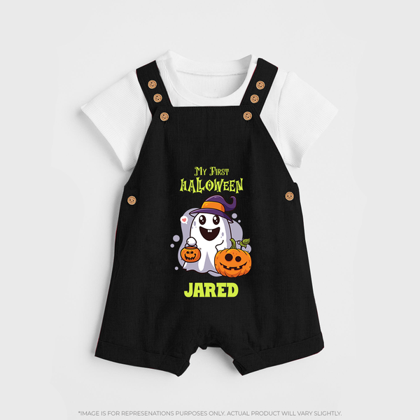 My First Halloween Dungaree Set | Personalized Baby Festival Outfit - BLACK - 0 - 5 Months Old (Chest 18")