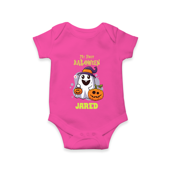 My First Halloween Romper | Personalized Baby Festival Outfit - HOT PINK - New Born (Chest 14")