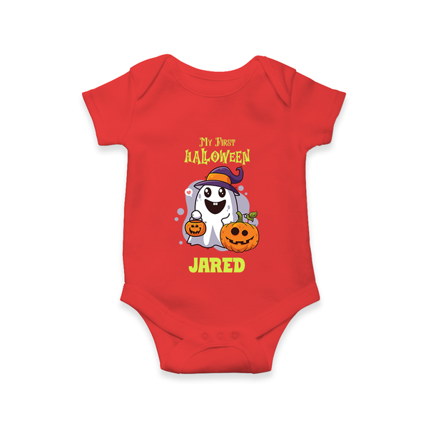My First Halloween Romper | Personalized Baby Festival Outfit - RED - New Born (Chest 14")