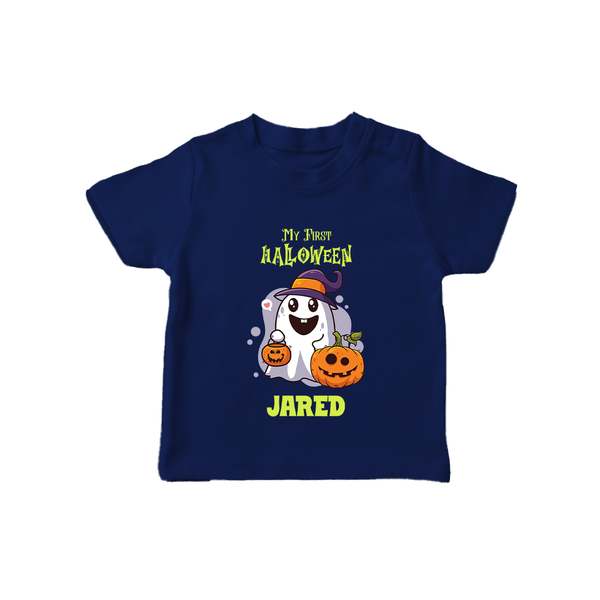 My First Halloween Tshirt | Personalized Baby Festival Outfit - NAVY BLUE - 0-5 Months Old (Chest 17")