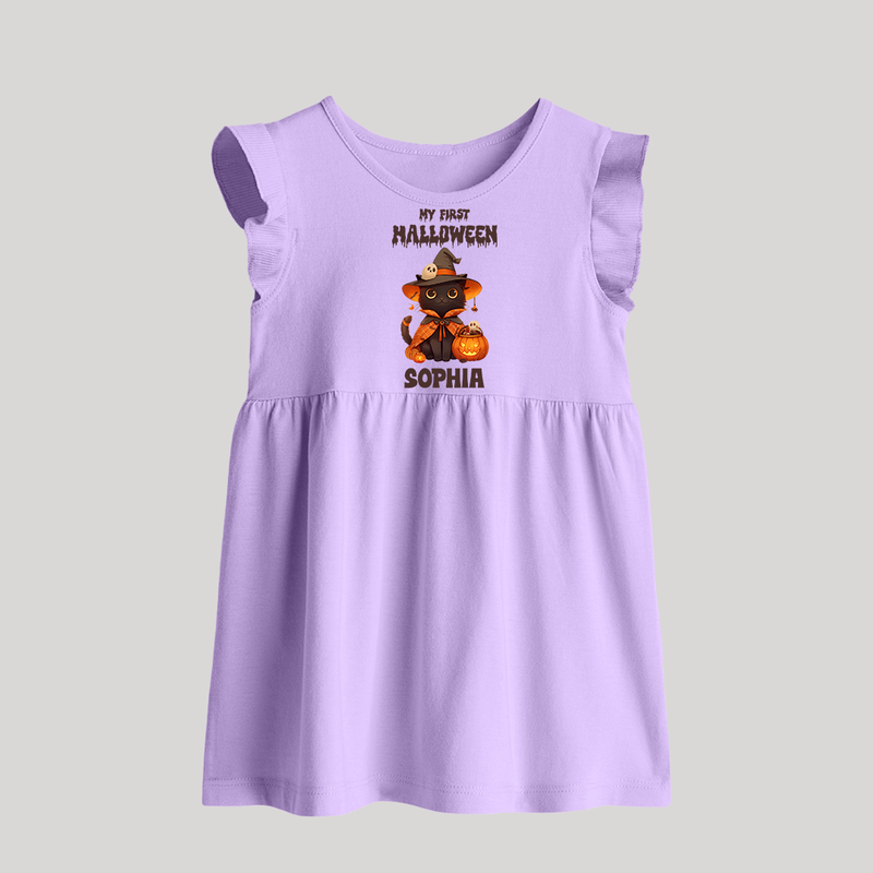 My First Pumpkin Star Baby Frock | Custom Baby Baby Frock for Halloween Fun - LILAC - 0 - 3 Months Old (Chest 17")