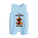 My First Pumpkin Star Romper Suit | Custom Baby Romper Suit for Halloween Fun - BABY BLUE - 0 - 5 Months Old (Chest 18")