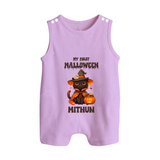 My First Pumpkin Star Romper Suit | Custom Baby Romper Suit for Halloween Fun - LILAC - 0 - 5 Months Old (Chest 18")