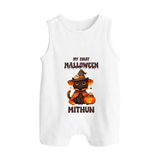 My First Pumpkin Star Romper Suit | Custom Baby Romper Suit for Halloween Fun - WHITE - 0 - 5 Months Old (Chest 18")