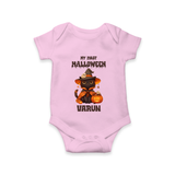 My First Halloween Witch Cat Print Baby Romper   - BABY PINK - New Born (Chest 14")