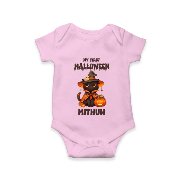 My First Pumpkin Star Romper | Custom Baby Romper for Halloween Fun - BABY PINK - New Born (Chest 14")