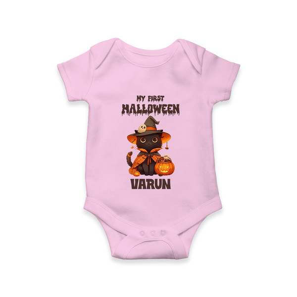 My First Halloween Witch Cat Print Baby Romper   - BABY PINK - New Born (Chest 14")