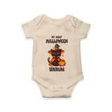 My First Halloween Witch Cat Print Baby Romper   - IVORY - New Born (Chest 14")