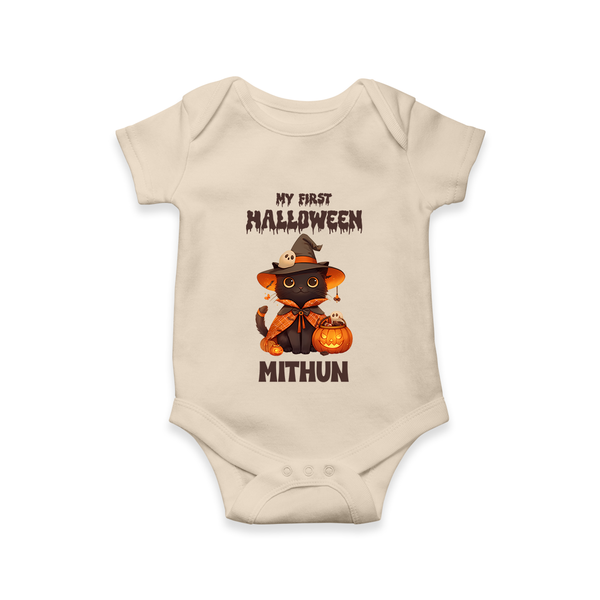 My First Pumpkin Star Romper | Custom Baby Romper for Halloween Fun - IVORY - New Born (Chest 14")