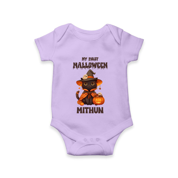 My First Pumpkin Star Romper | Custom Baby Romper for Halloween Fun - LILAC - New Born (Chest 14")