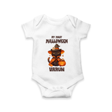 My First Halloween Witch Cat Print Baby Romper   - WHITE - New Born (Chest 14")