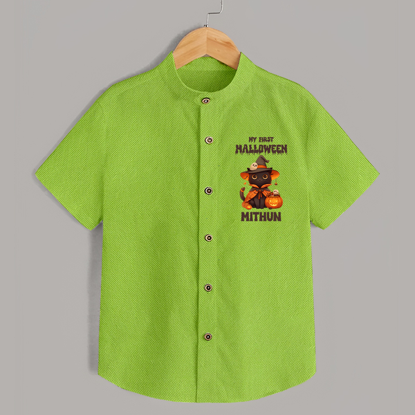 My First Pumpkin Star Shirt | Custom Baby Shirt for Halloween Fun - LIME GREEN - 0 - 6 Months Old (Chest 23")