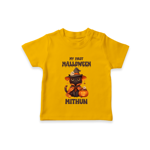 My First Pumpkin Star Tshirt | Custom Baby Tshirt for Halloween Fun - CHROME YELLOW - 0-5 Months Old (Chest 17")