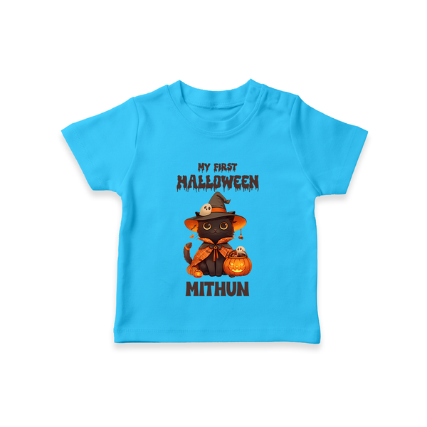 My First Pumpkin Star Tshirt | Custom Baby Tshirt for Halloween Fun - SKY BLUE - 0-5 Months Old (Chest 17")