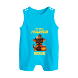 My First Halloween Witch Cat Print Baby Button Romper