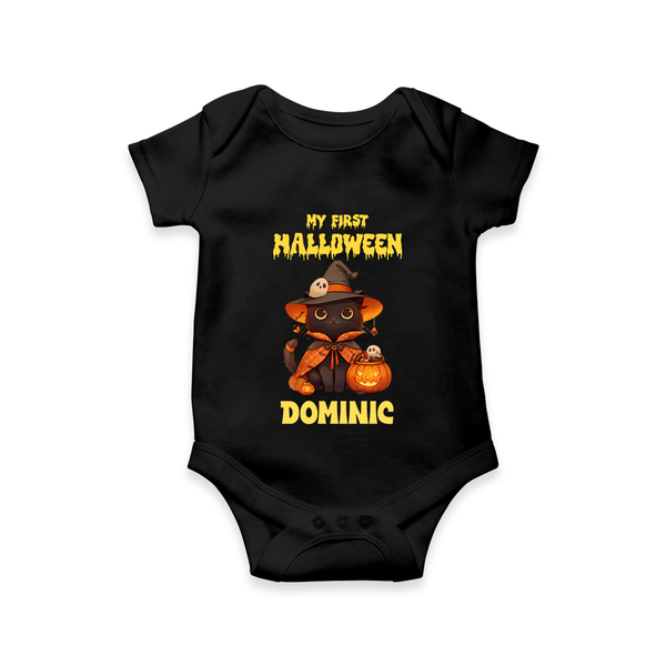 My First Pumpkin Star Romper | Custom Baby Romper for Halloween Fun - BLACK - New Born (Chest 14")
