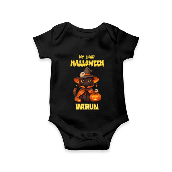 My First Halloween Witch Cat Print Baby Romper
