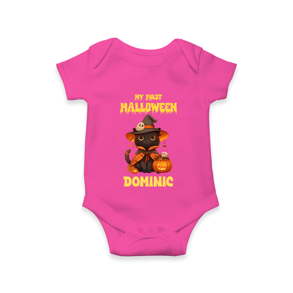My First Pumpkin Star Romper | Custom Baby Romper for Halloween Fun - HOT PINK - New Born (Chest 14")