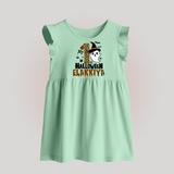 My First Halloween Ghost Moon Print Baby Baby Frock  - MINT GREEN - 0 - 3 Months Old (Chest 17")