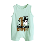 My First Trick or Treat Romper Suit | Personalized Baby Outfit for Little Ghouls - MINT GREEN - 0 - 5 Months Old (Chest 18")