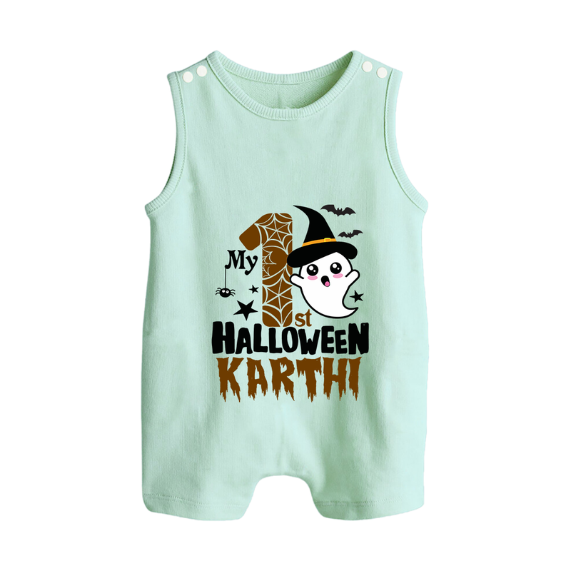 My First Trick or Treat Romper Suit | Personalized Baby Outfit for Little Ghouls - MINT GREEN - 0 - 5 Months Old (Chest 18")
