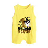 My First Trick or Treat Romper Suit | Personalized Baby Outfit for Little Ghouls - PASTEL YELLOW - 0 - 5 Months Old (Chest 18")