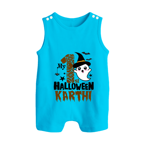 My First Trick or Treat Romper Suit | Personalized Baby Outfit for Little Ghouls - SKY BLUE - 0 - 5 Months Old (Chest 18")