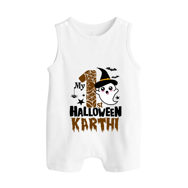 My First Trick or Treat Romper Suit | Personalized Baby Outfit for Little Ghouls - WHITE - 0 - 5 Months Old (Chest 18")