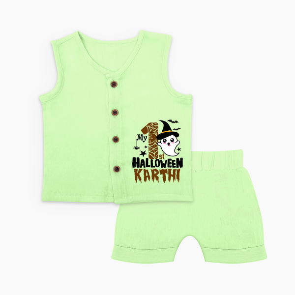 My First Trick or Treat Jabla Set | Personalized Baby Outfit for Little Ghouls - PASTEL GREEN - 0 - 3 Months Old (Chest 9.8")
