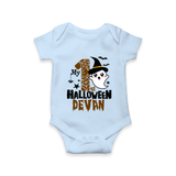 My First Halloween Ghost Moon Print Baby Romper   - BABY BLUE - New Born (Chest 14")