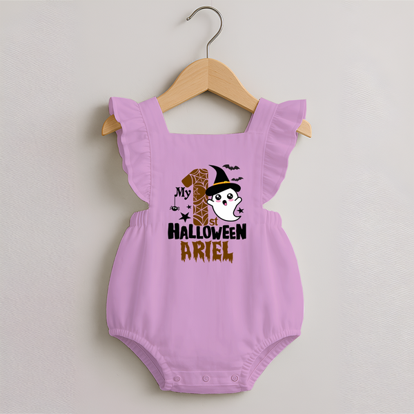 My First Trick or Treat Romper Frock | Personalized Baby Outfit for Little Ghouls - BABY PINK - 0 - 3 Months Old (Chest 19")