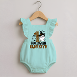 My First Halloween Ghost Moon Print Baby Romper Frock  - MINT GREEN - 0 - 3 Months Old (Chest 19")