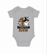 My First Halloween Ghost Moon Print Baby Romper   - GREY - New Born (Chest 14")