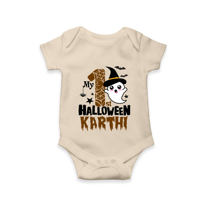 My First Trick or Treat Romper | Personalized Baby Outfit for Little Ghouls - IVORY - New Born (Chest 14")
