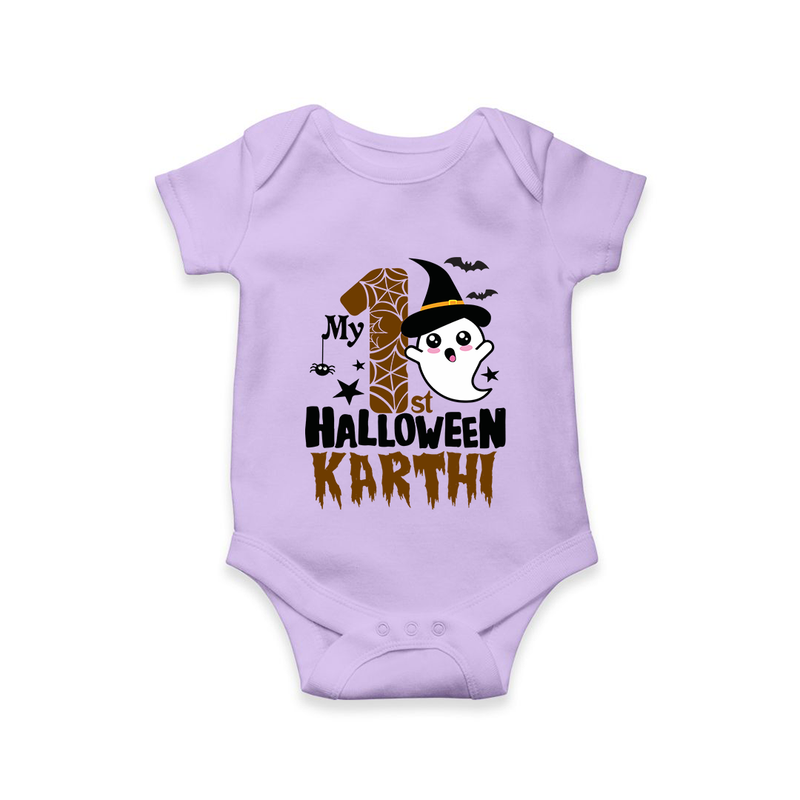 My First Trick or Treat Romper | Personalized Baby Outfit for Little Ghouls - LILAC - New Born (Chest 14")