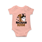My First Halloween Ghost Moon Print Baby Romper   - PEACH - New Born (Chest 14")