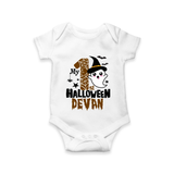 My First Halloween Ghost Moon Print Baby Romper   - WHITE - New Born (Chest 14")