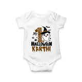 My First Trick or Treat Romper | Personalized Baby Outfit for Little Ghouls - WHITE - New Born (Chest 14")
