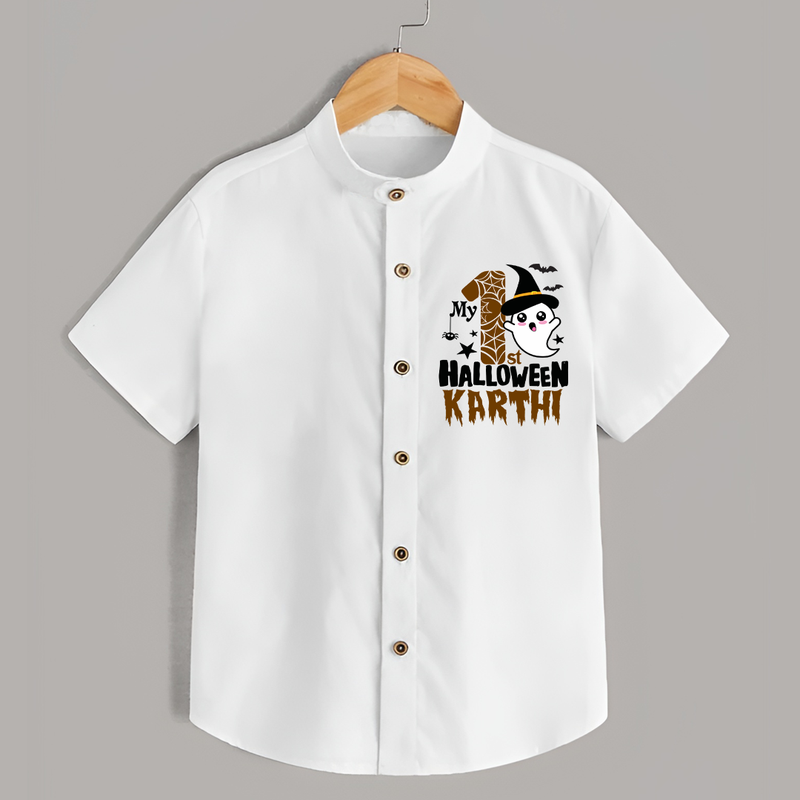 My First Trick or Treat Shirt | Personalized Baby Outfit for Little Ghouls - WHITE - 0 - 6 Months Old (Chest 23")