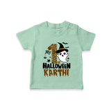 My First Trick or Treat Tshirt | Personalized Baby Outfit for Little Ghouls - MINT GREEN - 0-5 Months Old (Chest 17")