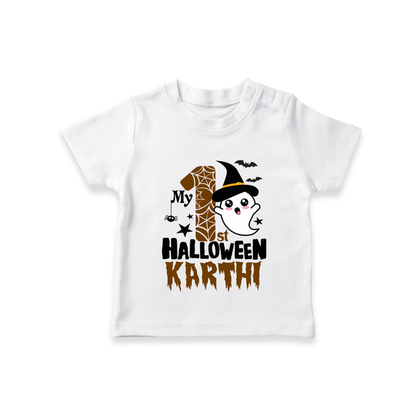 My First Trick or Treat Tshirt | Personalized Baby Outfit for Little Ghouls - WHITE - 0-5 Months Old (Chest 17")