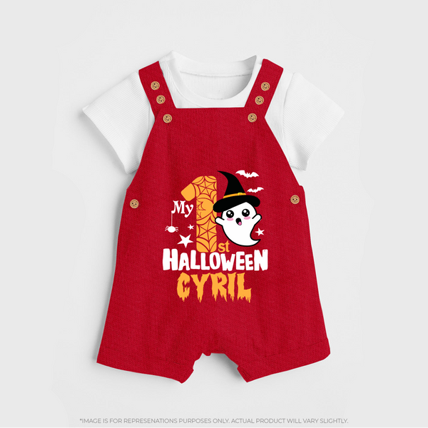 My First Trick or Treat Dungaree Set | Personalized Baby Outfit for Little Ghouls - RED - 0 - 5 Months Old (Chest 18")