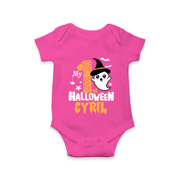 My First Trick or Treat Romper | Personalized Baby Outfit for Little Ghouls - HOT PINK - New Born (Chest 14")
