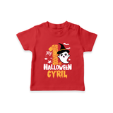 My First Trick or Treat Tshirt | Personalized Baby Outfit for Little Ghouls - RED - 0-5 Months Old (Chest 17")