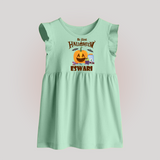 My First Halloween Pumpkin Treat Print Baby Baby Frock  - MINT GREEN - 0 - 3 Months Old (Chest 17")